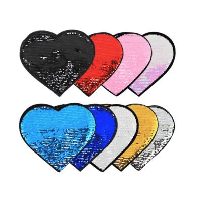 Parche de lentejuelas corazón color y blanco