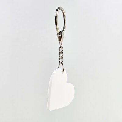 Llavero metacrilato blanco corazón (dos caras)