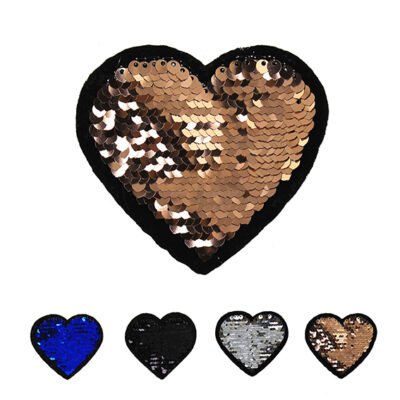 Parche de lentejuelas corazón color y blanco