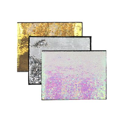 Parche de lentejuelas rectangular color y blanco