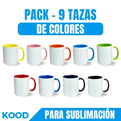 Pack - 9 Tazas de Colores para Sublimación 🎨
